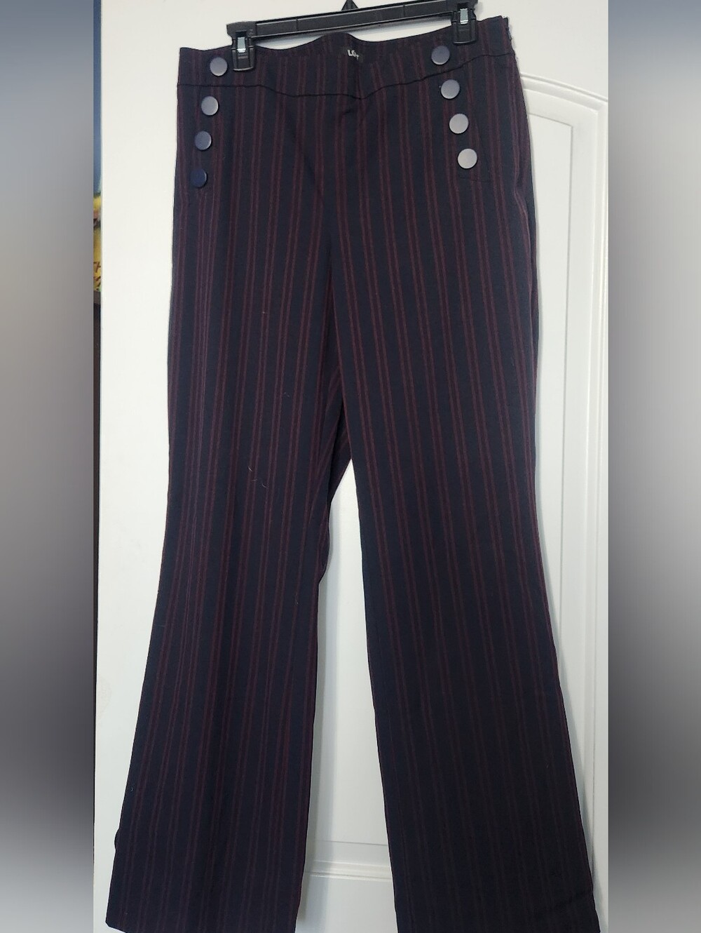 LOFT Women's Navy Pinstripe Wide-Leg Sailor Pants